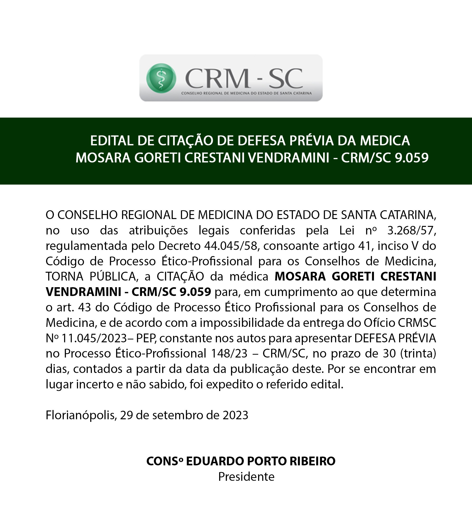 Edital Convocação Comitê Catarinense de Peritos Oficiais 23/06