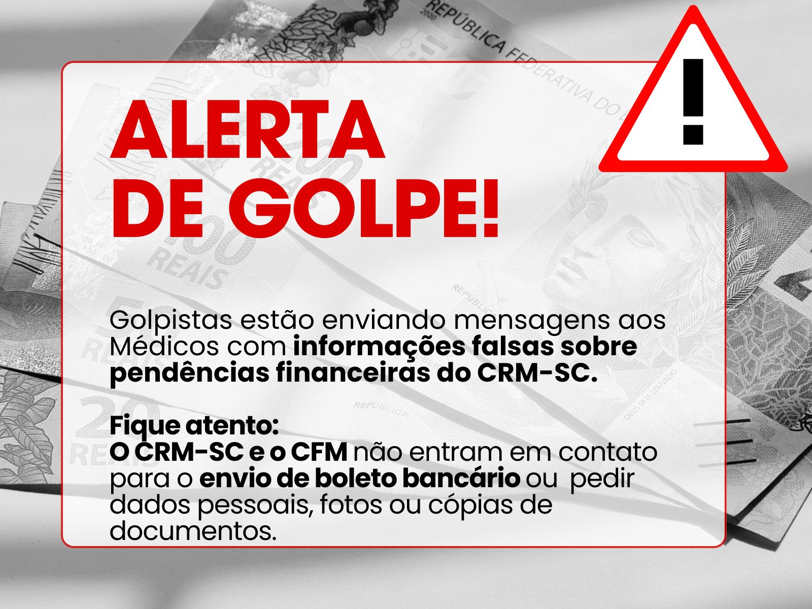Alerta de Golpe: CRM-SC e CFM não enviam boleto bancário pelo WhatsApp