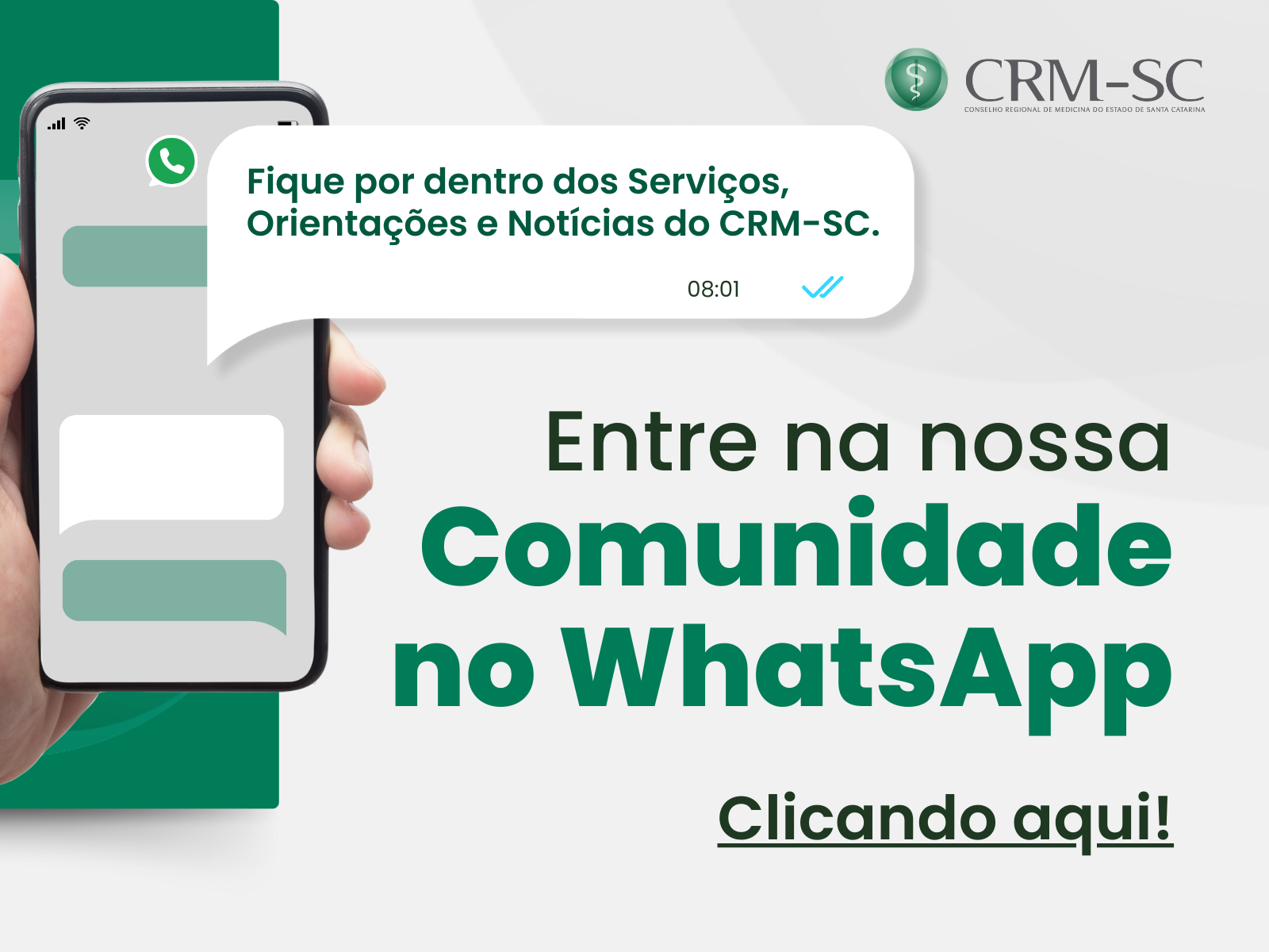 Faça parte da Comunidade do CRM-SC no WhatsApp