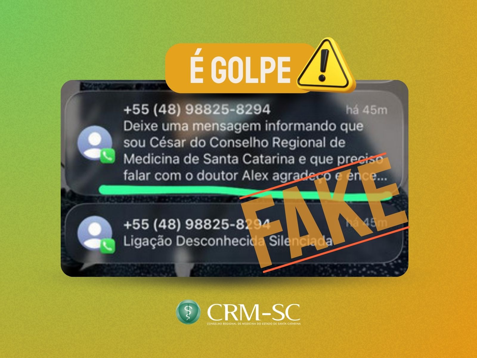 Atenção: ligações de cobrança em nome do CRM-SC são falsas